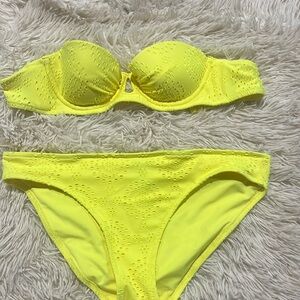 Aerie yellow crochet Bikini